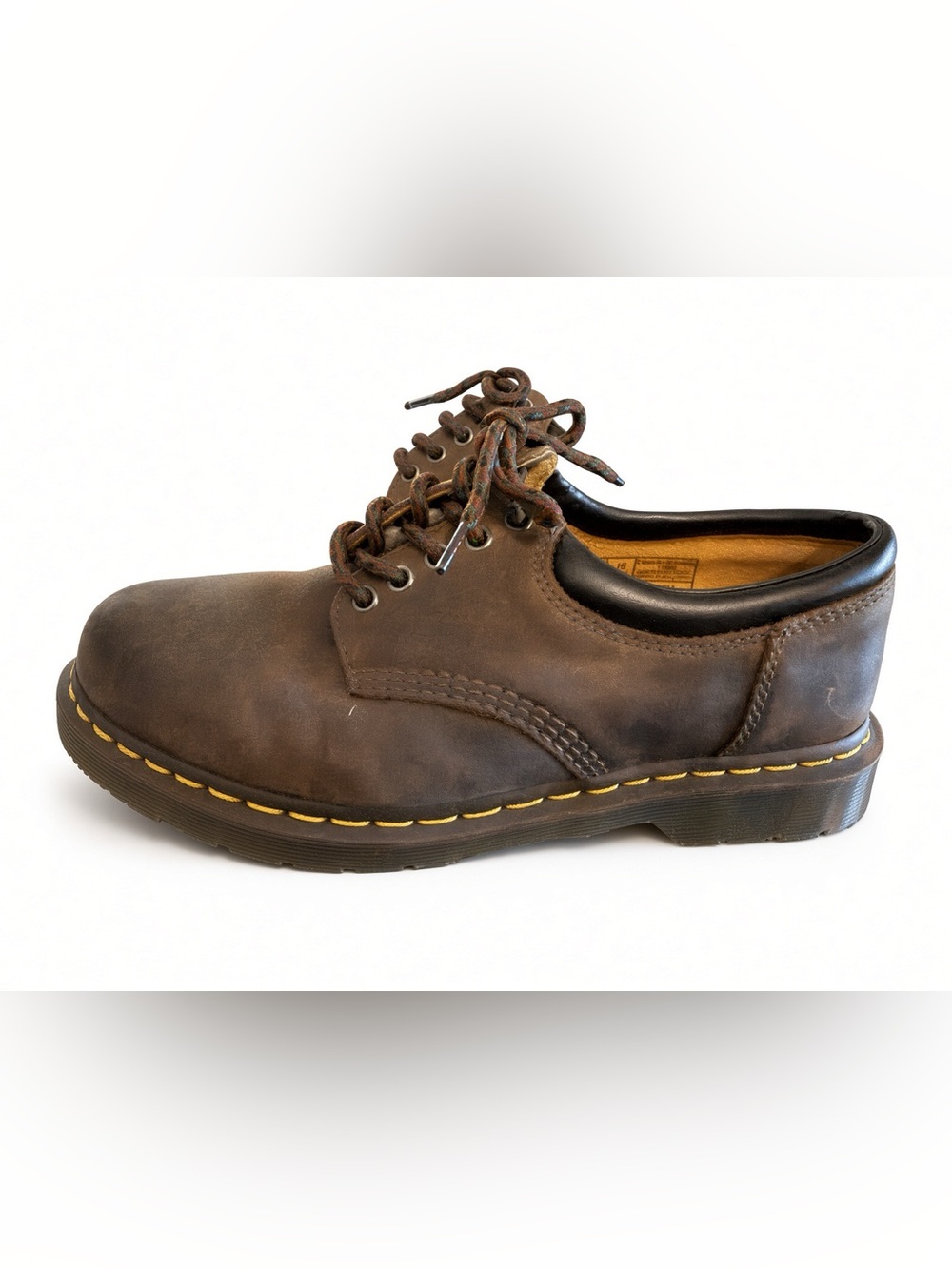 Dr. Martens Brown Leather Oxford with Yellow Welt Stitching